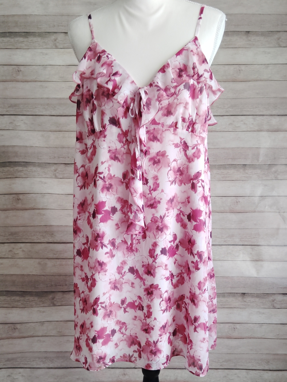 Robert Rodriguez Pink Floral Ruffle Camisole Dress